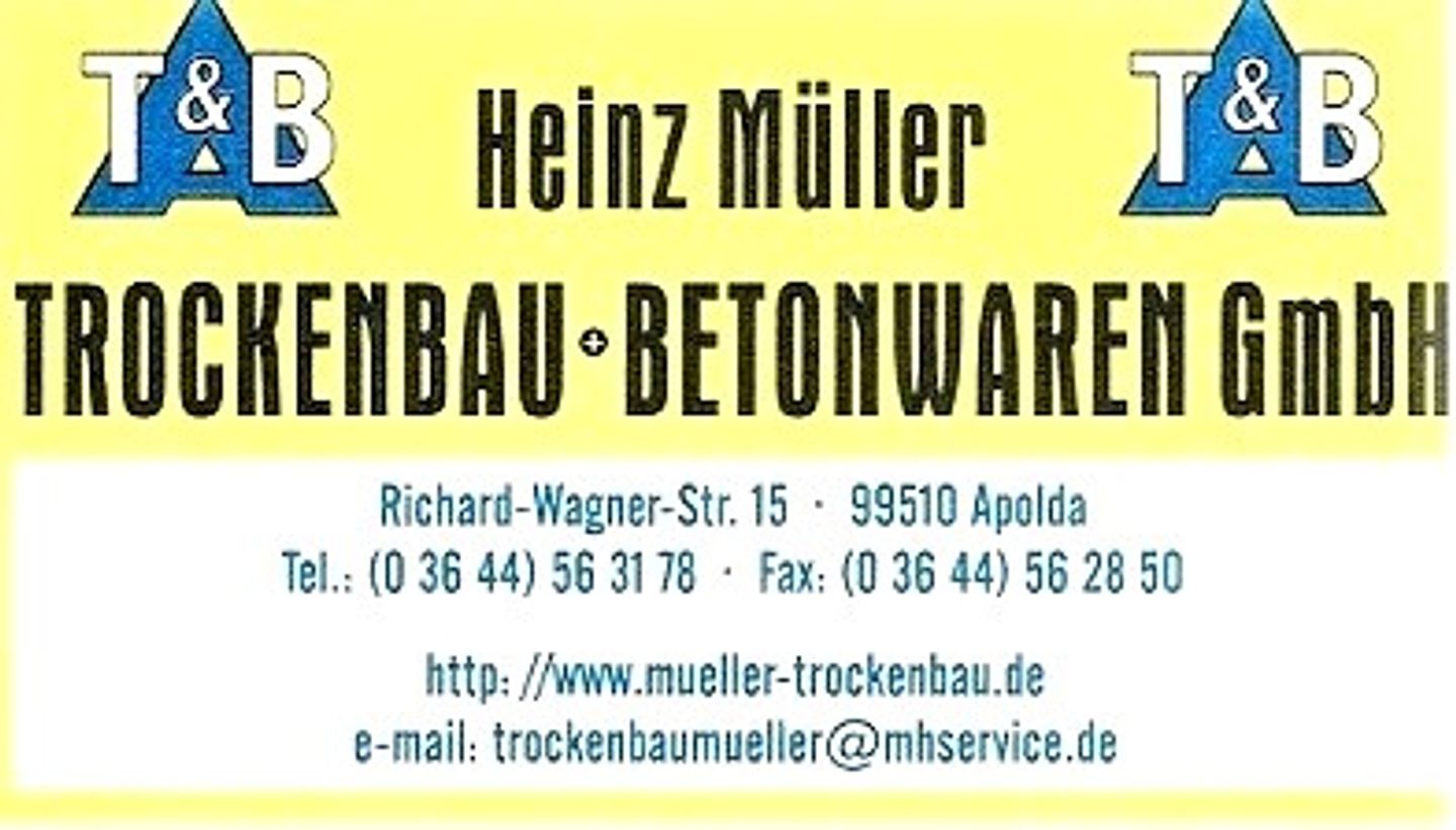 Logo der Firma Heinz Müller Trockenbau und Betonwaren GmbH aus Apolda auf dem Branchenportal Trockenbauunternehmen.net