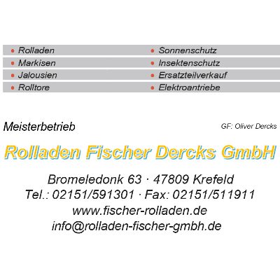 Logo der Firma Rolladen Fischer-Dercks GmbH aus Krefeld auf dem Branchenportal Fensterbau.org