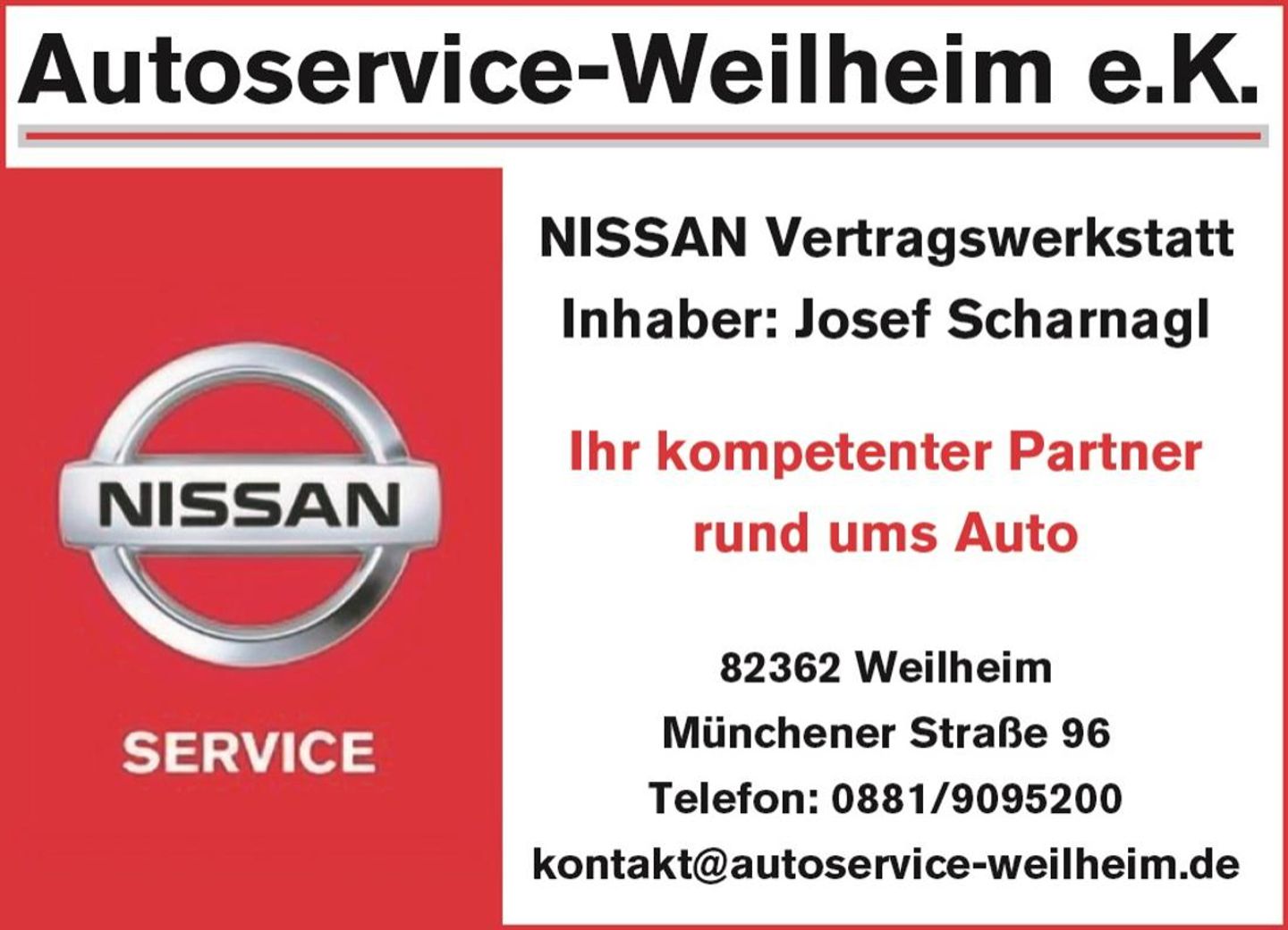 Logo der Firma Autoservice-Weilheim e.K. Inhaber: Josef Scharnagl aus Weilheim i. OB auf dem Branchenportal Auto-Werkstatt.de