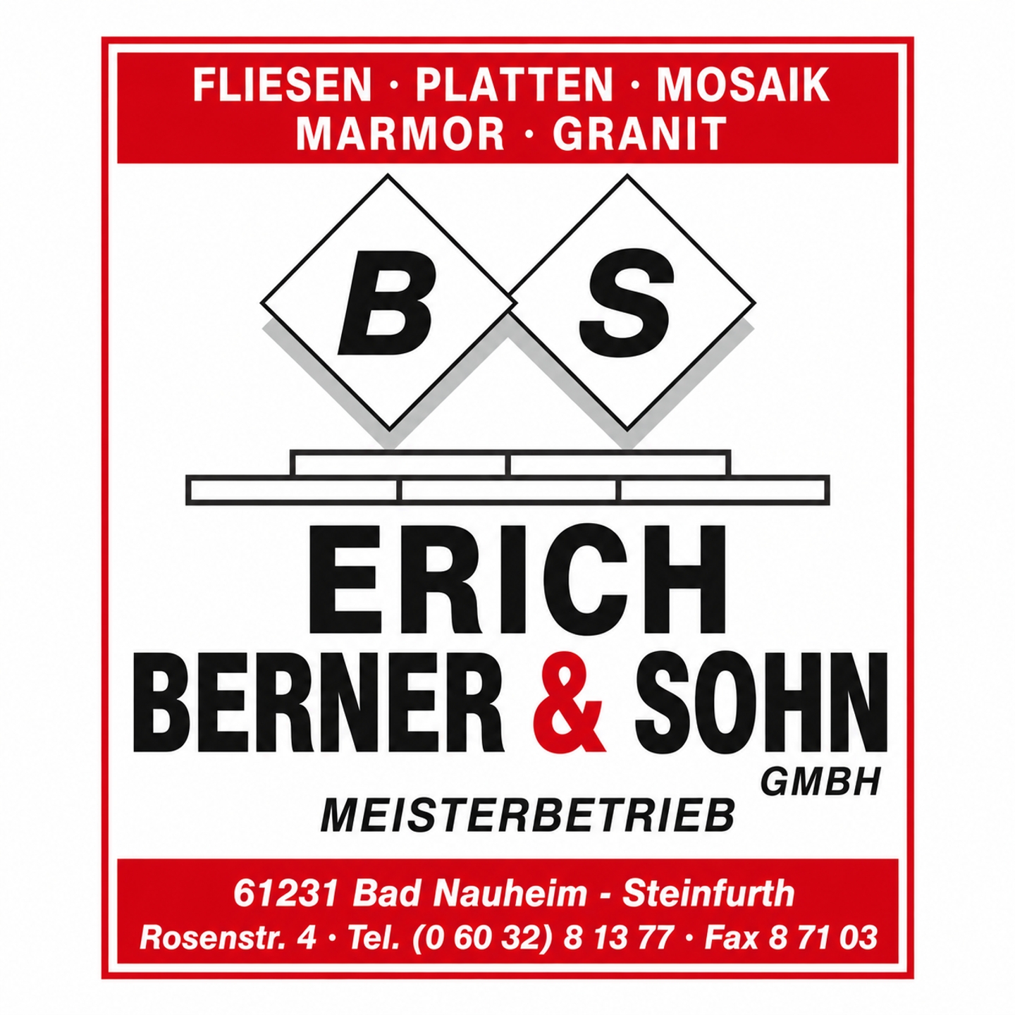 Logo der Firma Fliesenfachgeschäft Erich Berner u. Sohn GmbH aus Bad Nauheim auf dem Branchenportal Fliesenleger.net