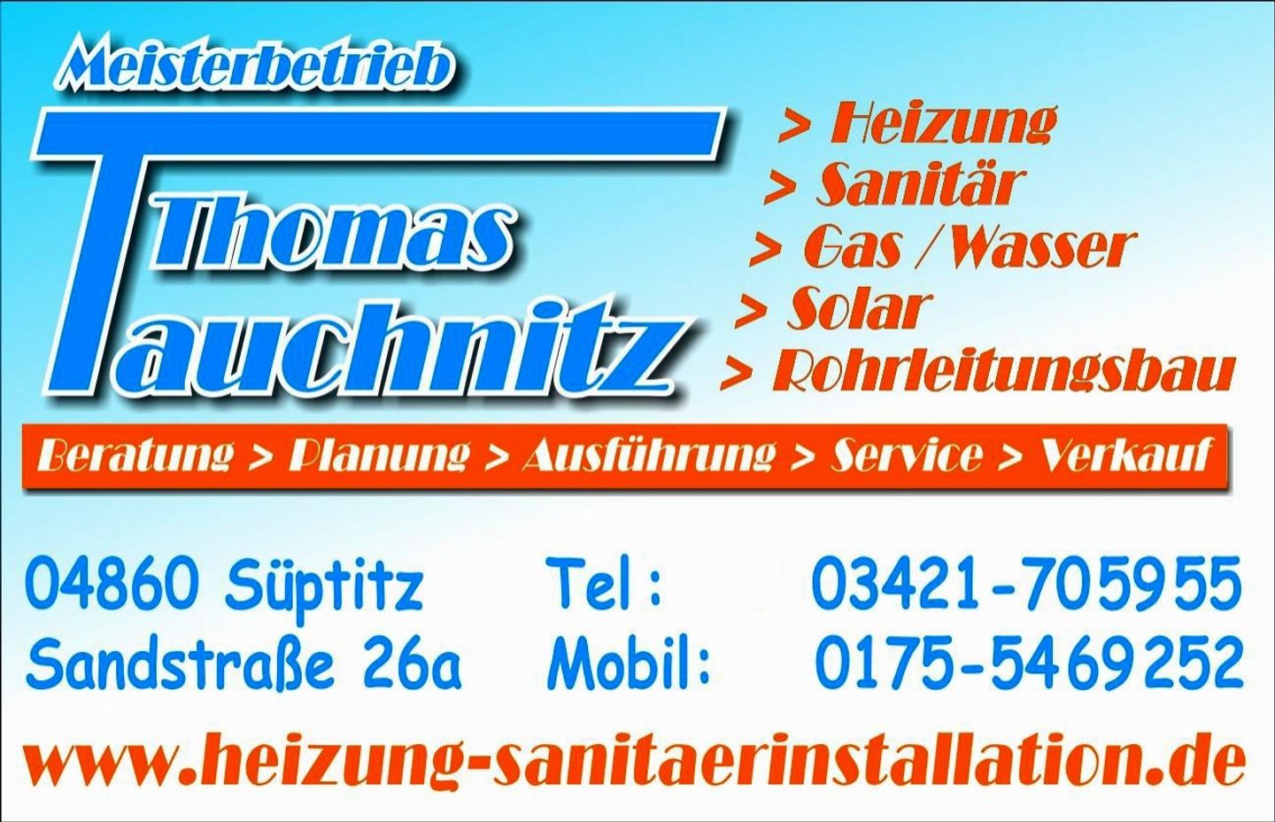 Logo der Firma Meisterbetrieb Thomas Tauchnitz Heizung-Sanitärinstallation aus Süptitz auf dem Branchenportal Sanitaer.org