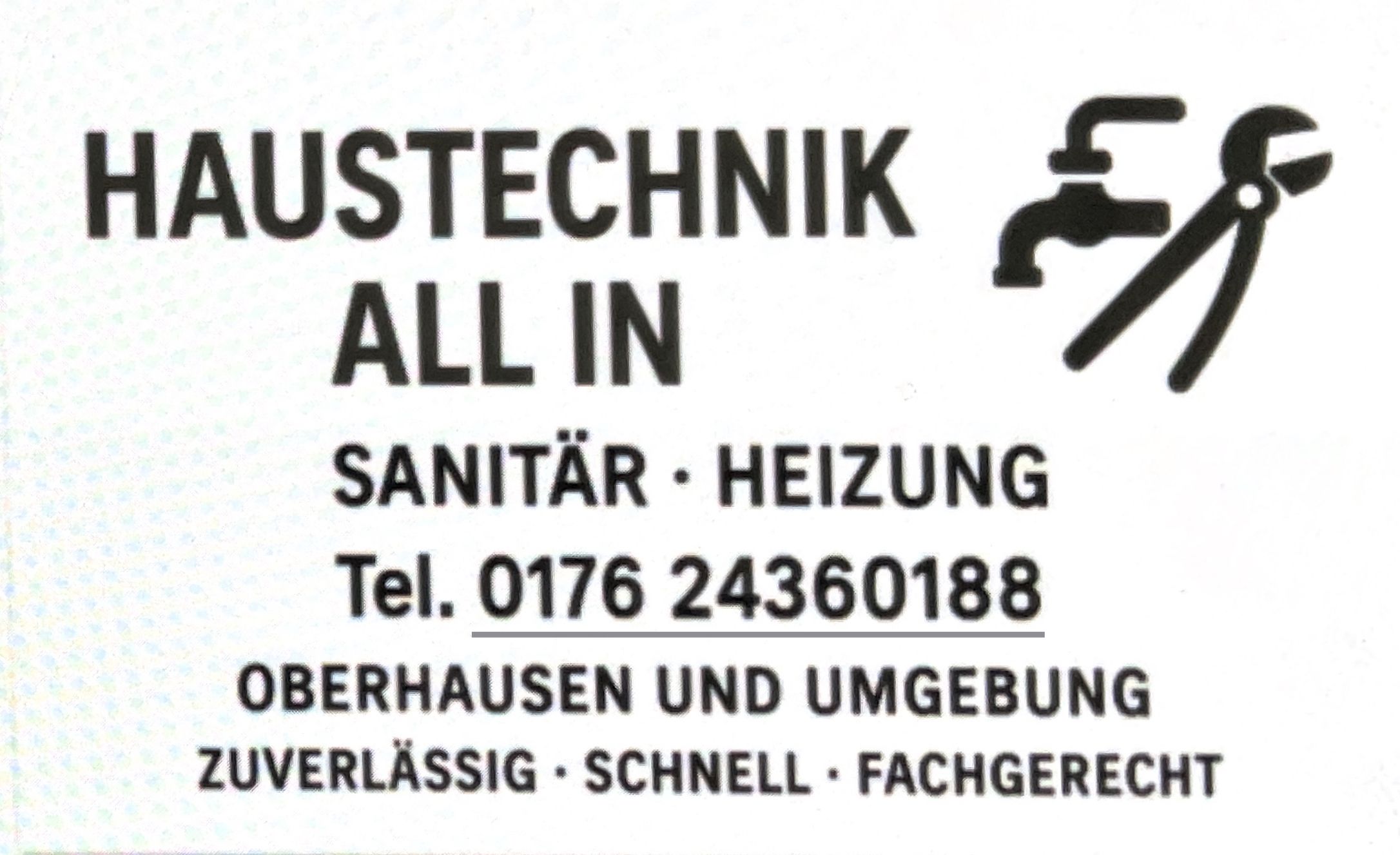 Logo der Firma Haustechnik All In Heizung und Sanitär - Badrenovierung aus Oberhausen auf dem Branchenportal Sanitaer.org
