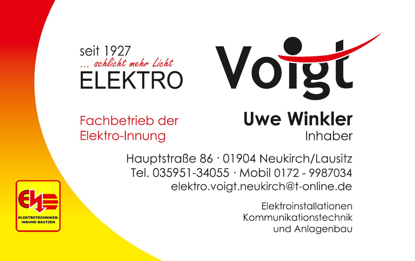 Logo der Firma Elektro Voigt Inhaber Uwe Winkler aus Neukirch auf dem Branchenportal Elektriker.org