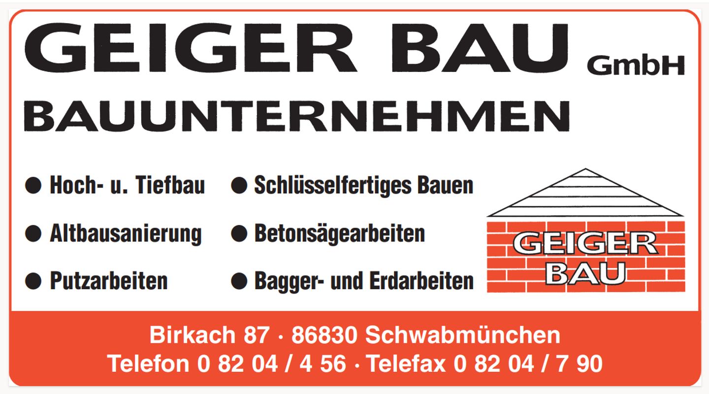 Logo der Firma GEIGER BAU GmbH Bauunternehmung - Bauträger aus Schwabmünchen auf dem Branchenportal Bauunternehmen.org