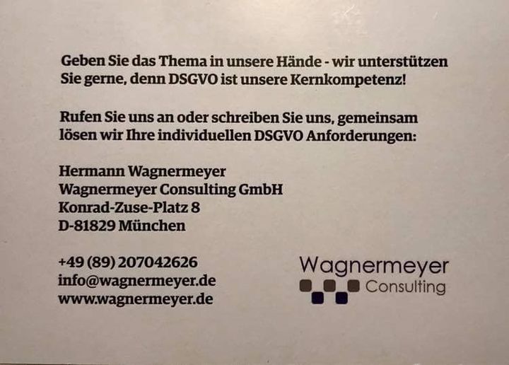 Beispielarbeit von Wagnermeyer-Consulting GmbH / Externer Datenschutzbeauftragter - veröffentlicht auf Steuer-Berater.de