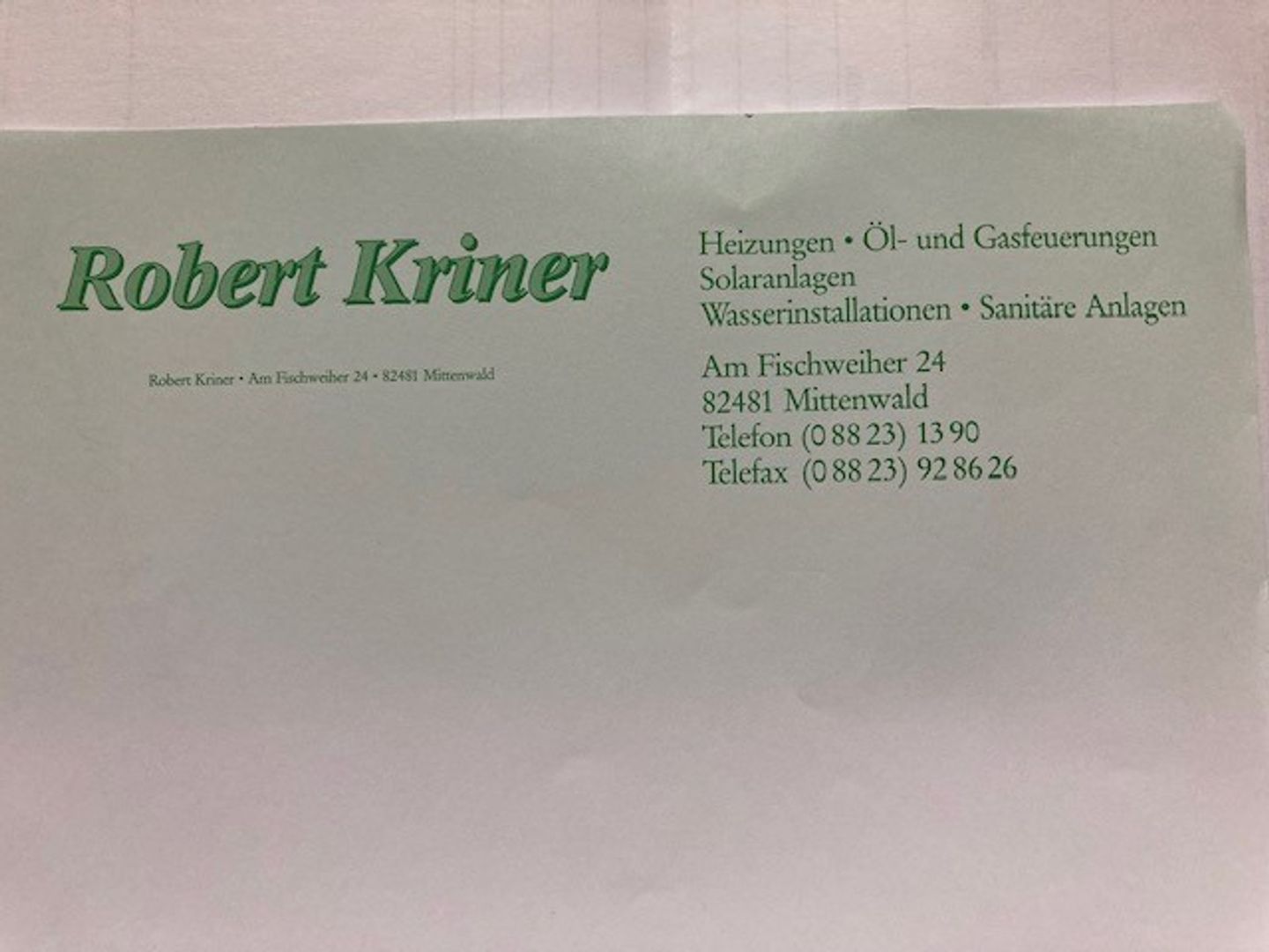 Beispielarbeit von Robert Kriner Heizungen, Öl- u. Gasfeuerung - veröffentlicht auf Sanitaer.org