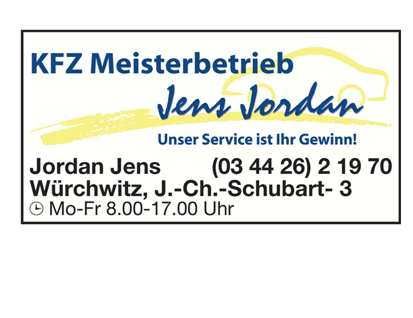 Beispielarbeit von Jens Jordan KFZ-Meisterbetrieb - veröffentlicht auf Auto-Werkstatt.de