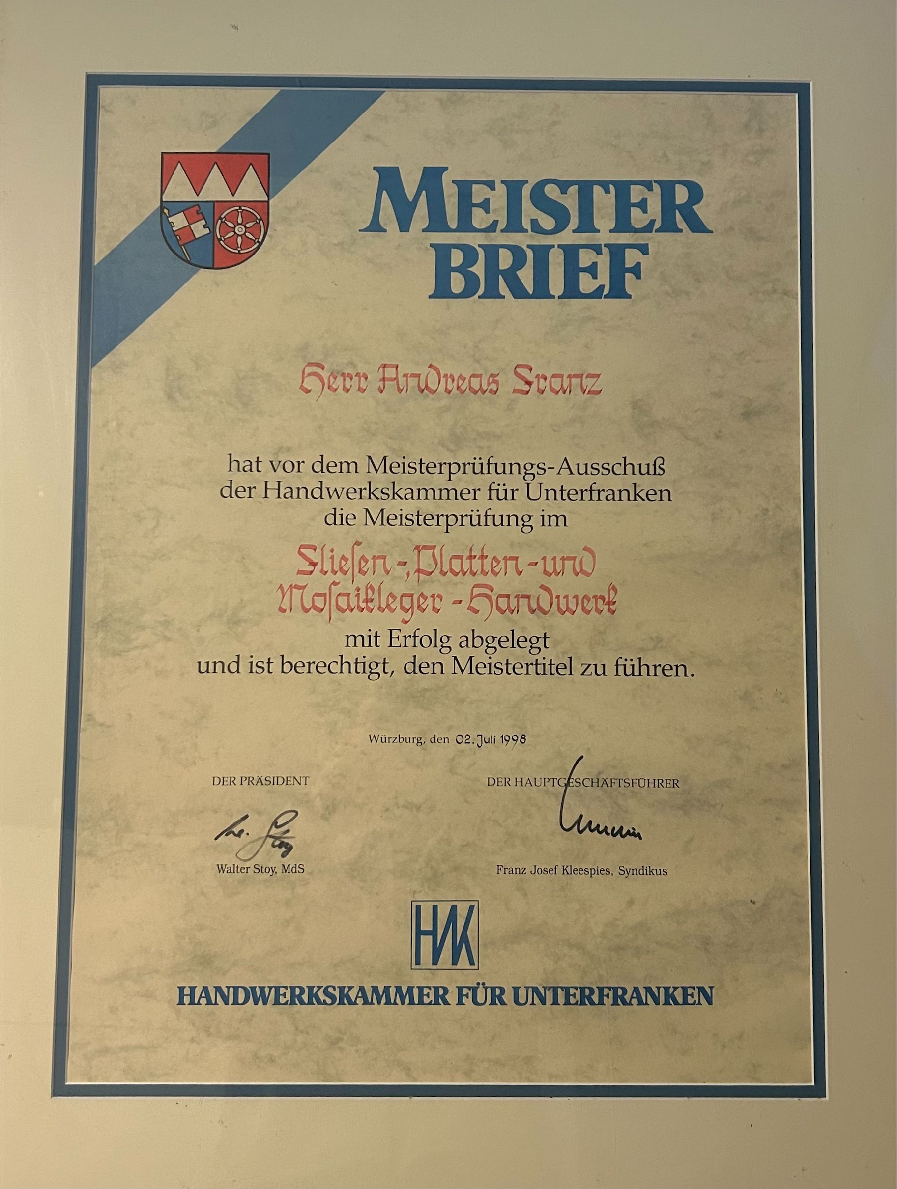 Beispielarbeit von Andreas Franz Fliesenlegermeister - veröffentlicht auf Fliesenleger.net