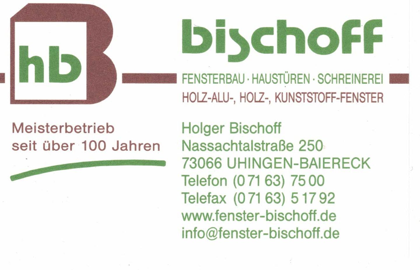 Logo der Firma Bischoff Holger Fensterbau aus Uhingen auf dem Branchenportal Glaserei.org