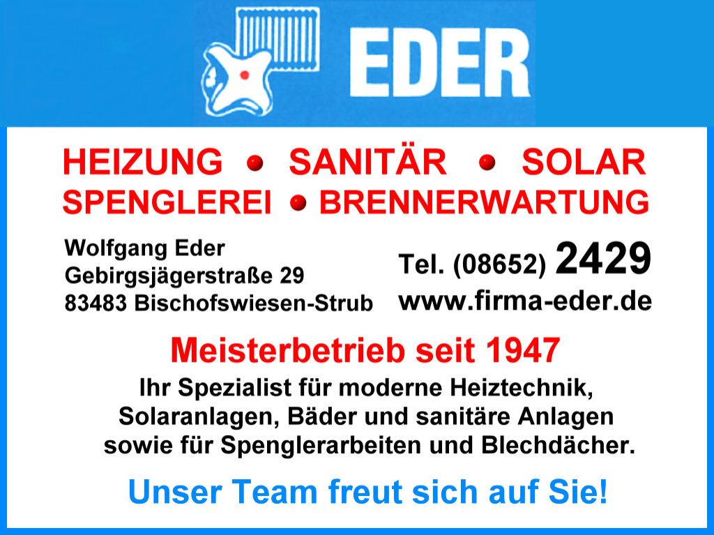 Logo der Firma Firma Eder Heizung-Sanitär-Solar-Spenglerei aus Bischofswiesen auf dem Branchenportal Sanitaer.org