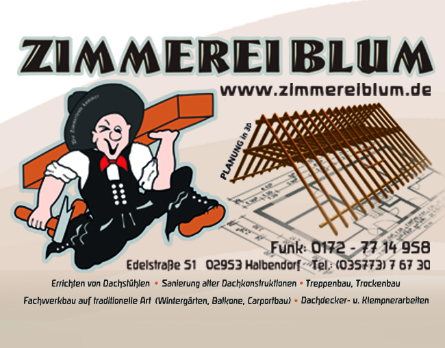 Logo der Firma Zimmerei Blum aus Halbendorf auf dem Branchenportal Tischler-Schreiner.org