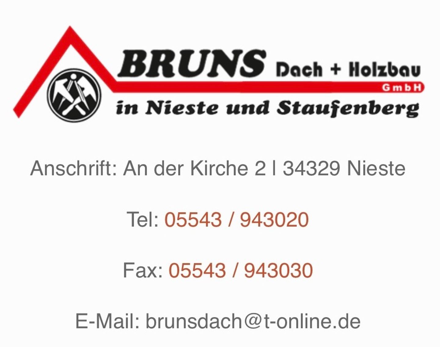 Logo der Firma Bruns Dach + Holzbau GmbH in Nieste und Staufenberg aus Nieste auf dem Branchenportal Dachdecker.com