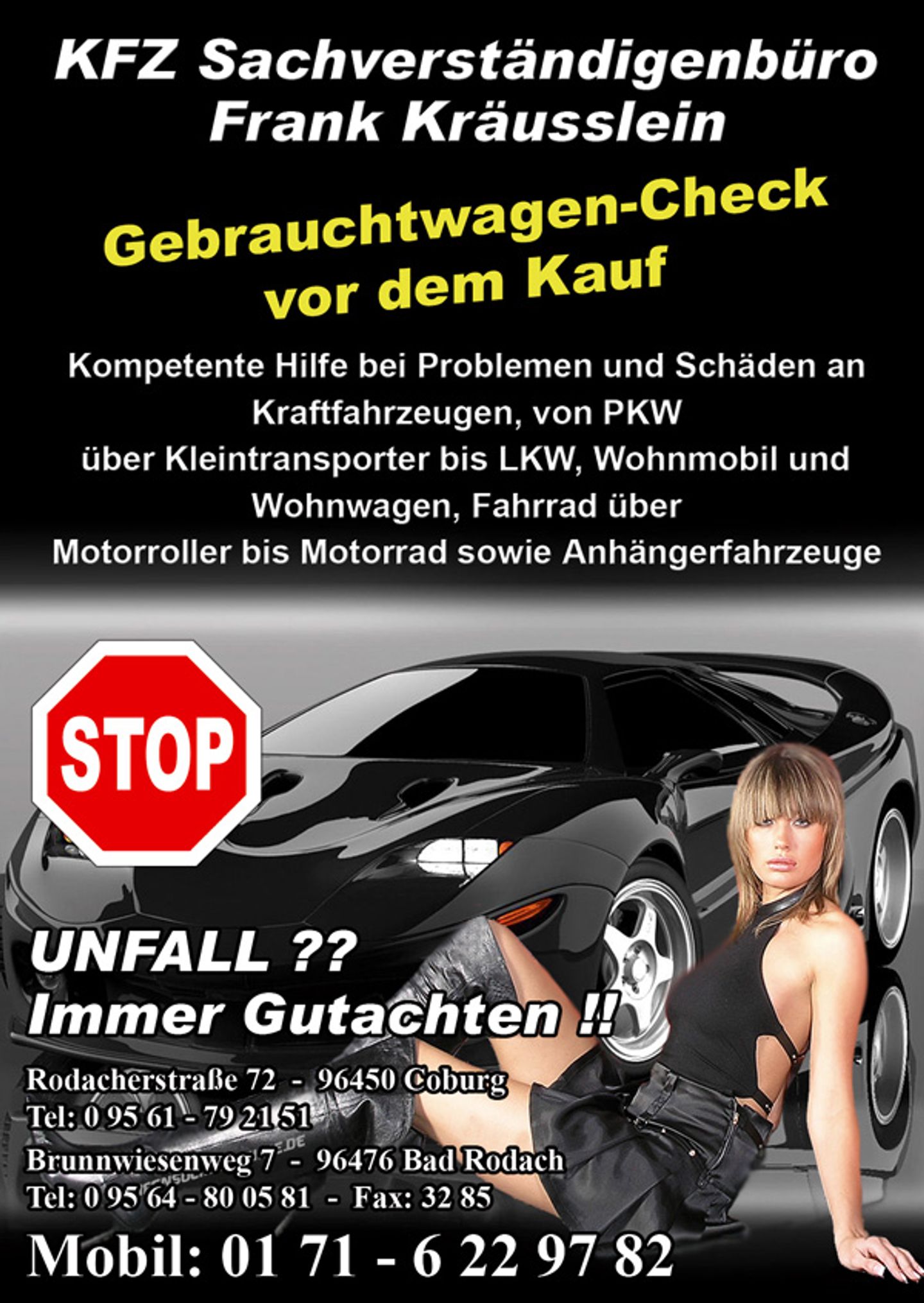 Beispielarbeit von KFZ-Sachverständiger Frank Kräusslein - veröffentlicht auf Gutachter.org