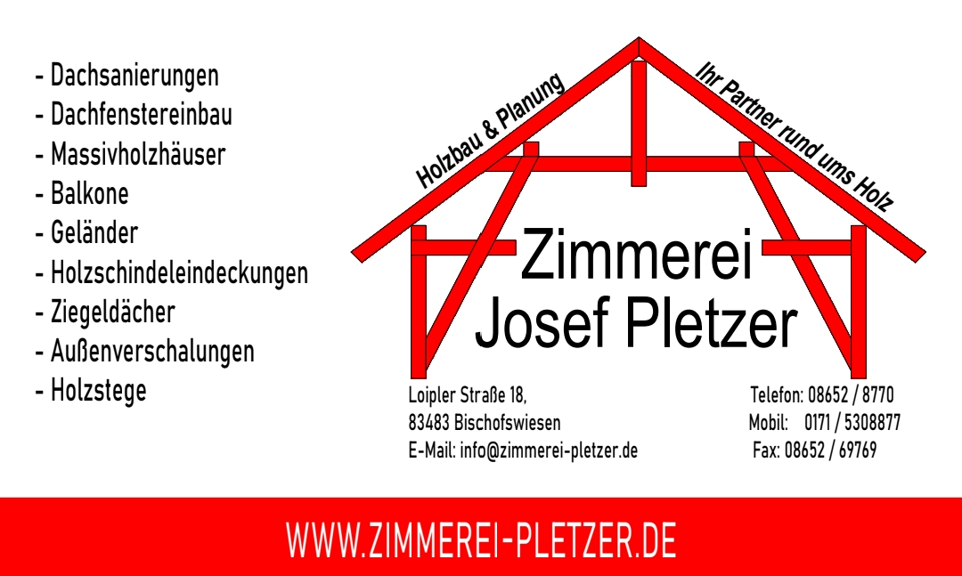 Logo der Firma Zimmerei Josef Pletzer aus Bischofswiesen auf dem Branchenportal Bauunternehmen.org