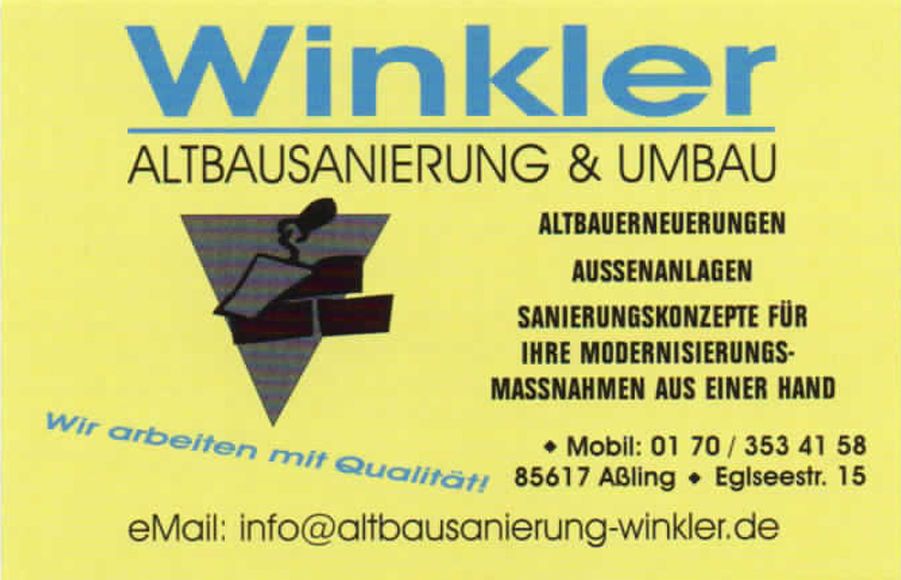 Logo der Firma Winkler Altbausanierung & Umbau aus Aßling auf dem Branchenportal Bauunternehmen.org