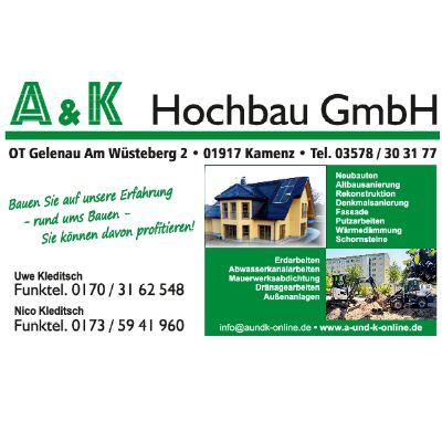 Logo der Firma A & K Hochbau GmbH aus Kamenz auf dem Branchenportal Bauunternehmen.org