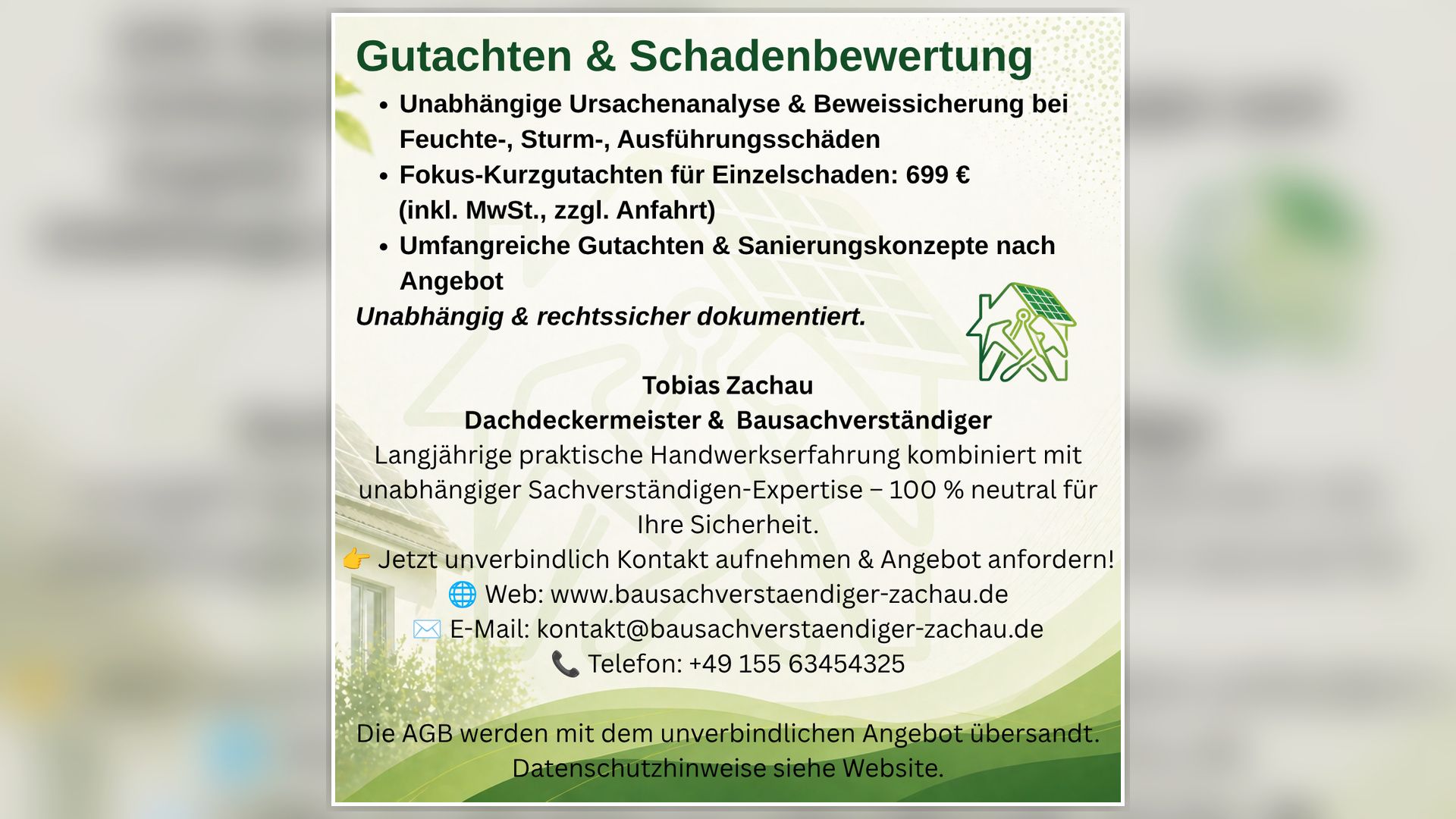Beispielarbeit von Bausachverständiger Zachau - veröffentlicht auf Gutachter.org