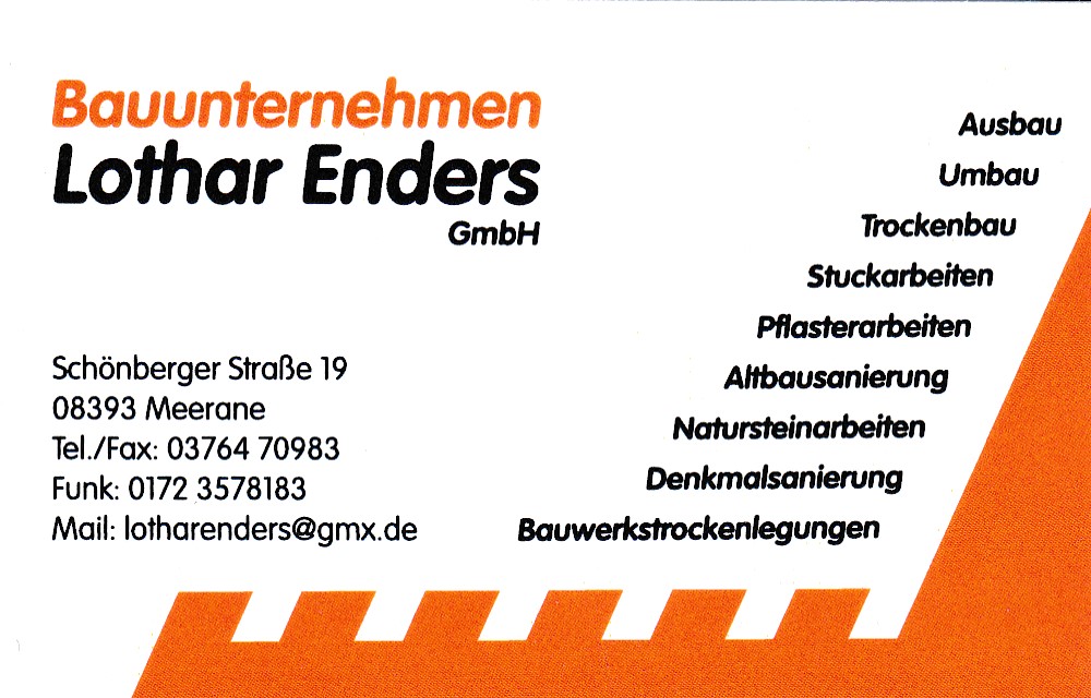 Logo der Firma Bauunternehmen Lothar Enders GmbH aus Meerane auf dem Branchenportal Bauunternehmen.org
