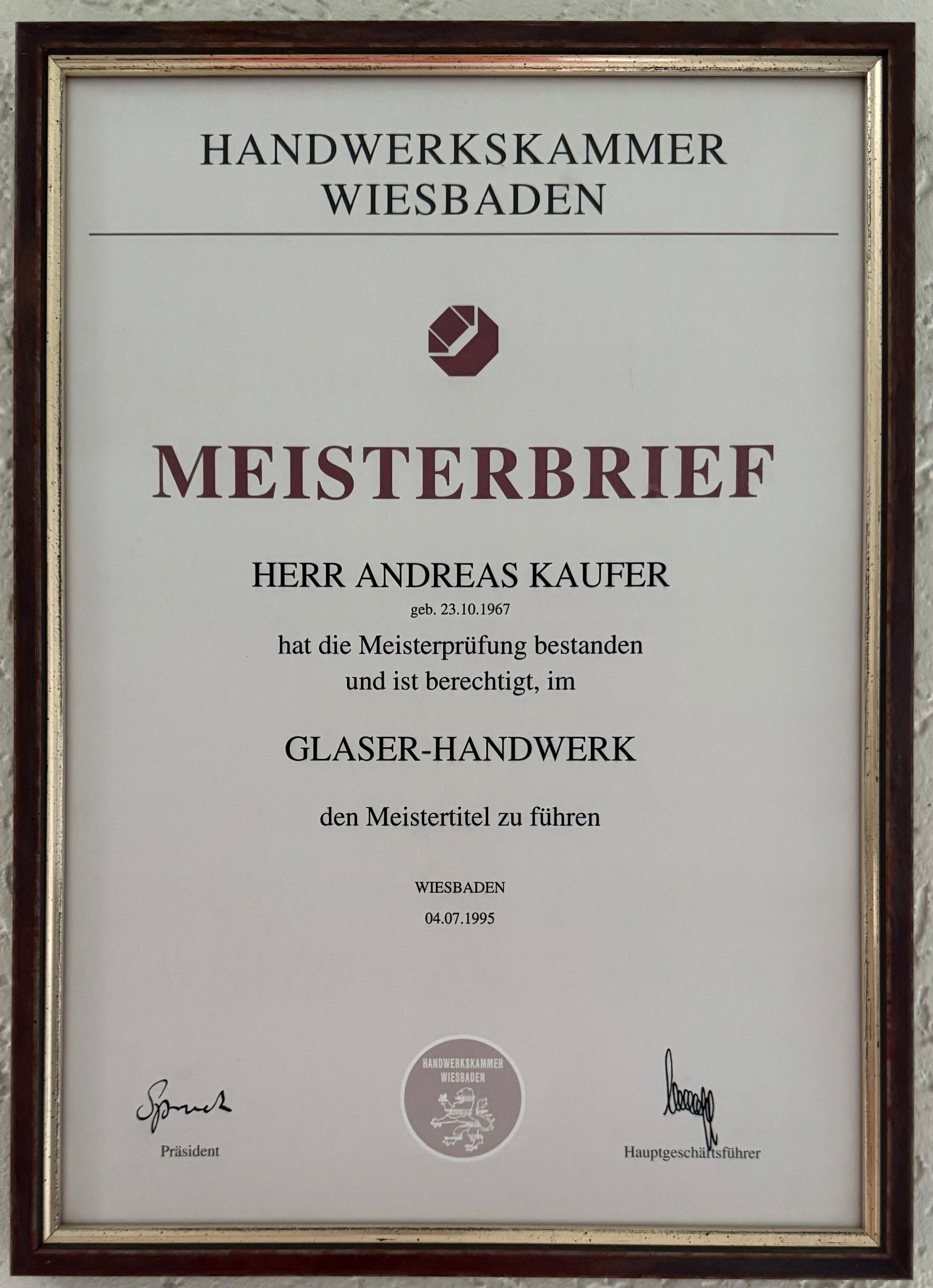 Logo der Firma Glaserei Kaufer, Inhaber Andreas Kaufer aus Neuburg auf dem Branchenportal Glaserei.org