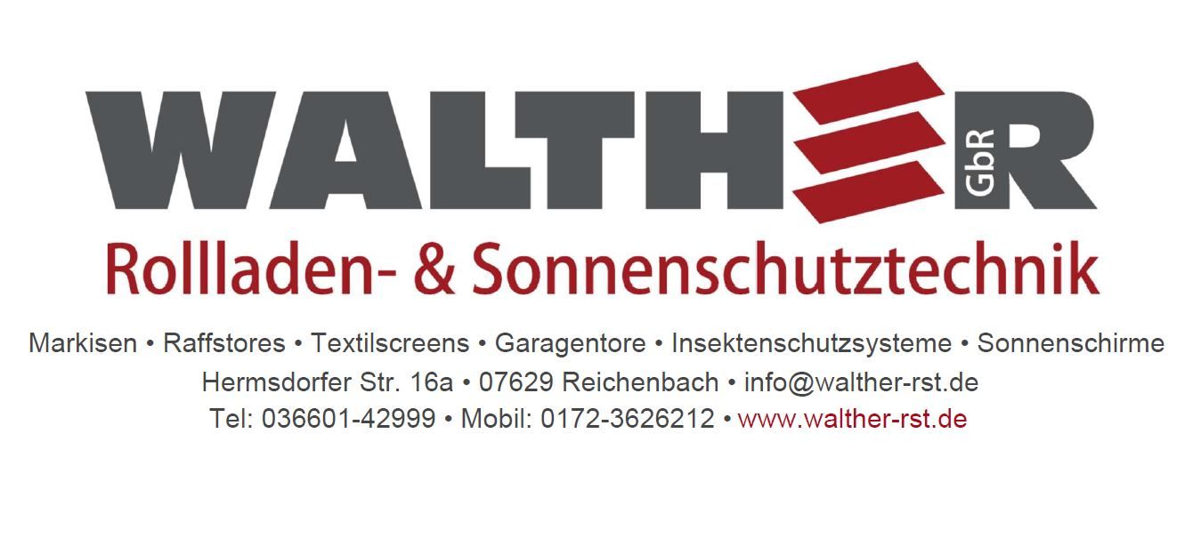 Logo der Firma WALTHER GbR Rollladen-& Sonnenschutztechnik aus Reichenbach auf dem Branchenportal Fensterbau.org