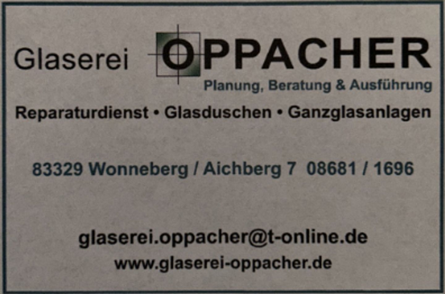 Logo der Firma Oppacher Franz Bau- und Kunstglaserei aus Wonneberg auf dem Branchenportal Glaserei.org