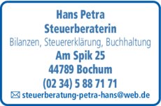 Logo der Firma Petra Hans Steuerberaterin aus Bochum auf dem Branchenportal Steuer-Berater.de
